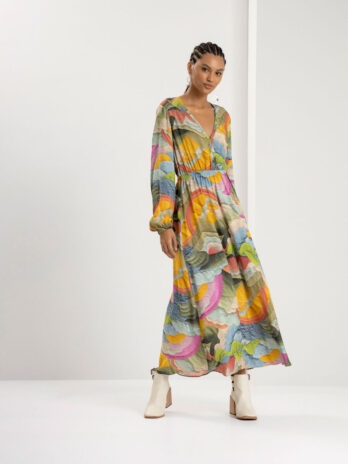 Vestido Viscose Comprido Decote V