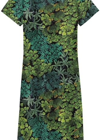 Vestido Malha Estampado C/ Abertura Costas / Riscas Gola