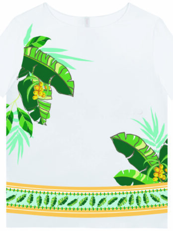 T-Shirt Crepe Estampada Costas Algodão