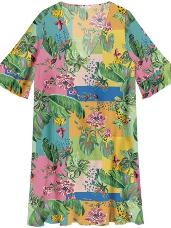 Vestido Curto Viscose C/ Manga Flare