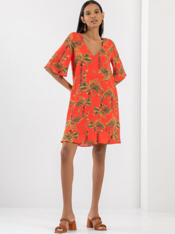 Vestido Curto Viscose C/ Manga Flare