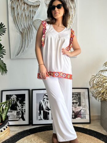 Top alça larga com folho