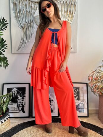 Colete Midi C/ Atilhos / Folhos