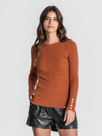 Camisola Perfurada Ruga C/ Botões Punho