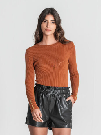 Camisola Perfurada Ruga C/ Botões Punho