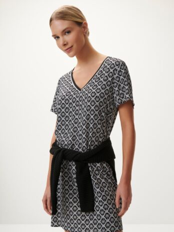 Vestido Curto Estampado Decote V