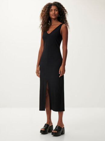 Vestido Midi Canelado C/ Abertura