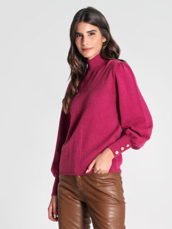 Camisola Meia Gola C/ Botões Punhos