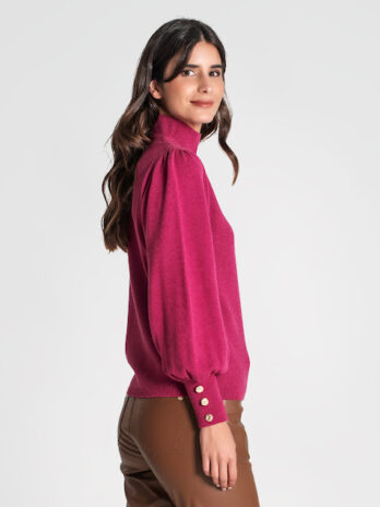 Camisola Meia Gola C/ Botões Punhos