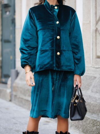 Casaco Veludo Botões Or