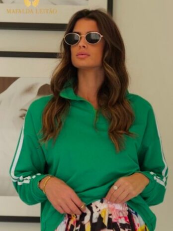 Sweat Curta C/ Risca / Fecho