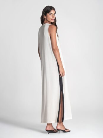 Vestido C/ Contrastes / Abertura Lateral