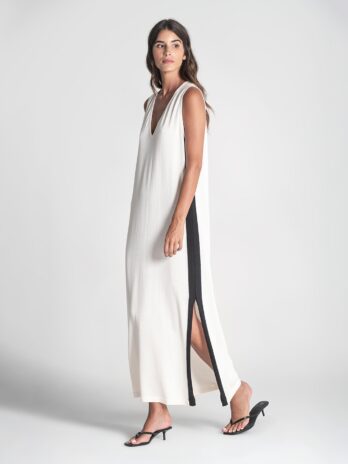 Vestido C/ Contrastes / Abertura Lateral