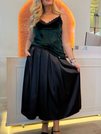 Top Veludo Decote Renda