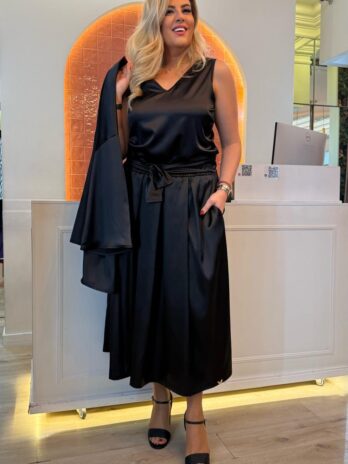 Saia Comprida Acetinada C/ Laçada