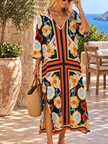 Vestido Estampado Licra Fria C/ Abertura