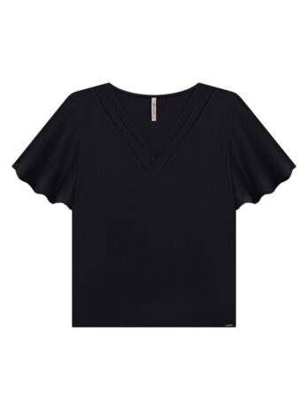 Blusa Manga Flare Decote V Duplo