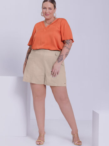 Blusa Manga Flare Decote V Duplo