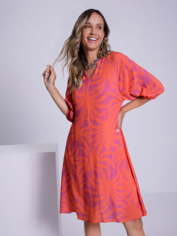 Vestido Curto Viscose C/ Manga 3/4