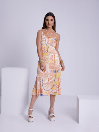 Vestido Alça Fina C/ Franzido Decote