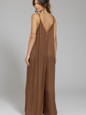 Macacão Solto Cetim C/ Alças Ajustáveis