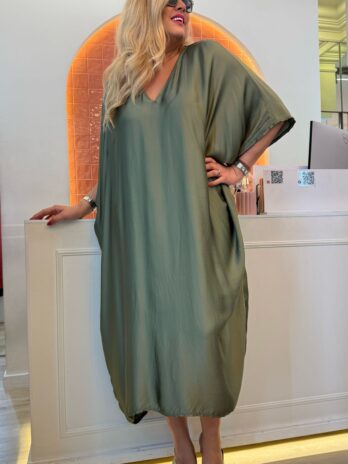 Kaftan Cetim Decote V