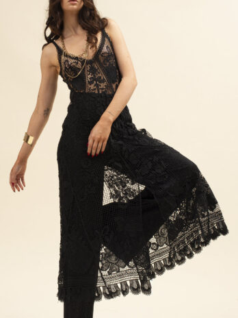 Vestido Alças Crochet C/ Transparência