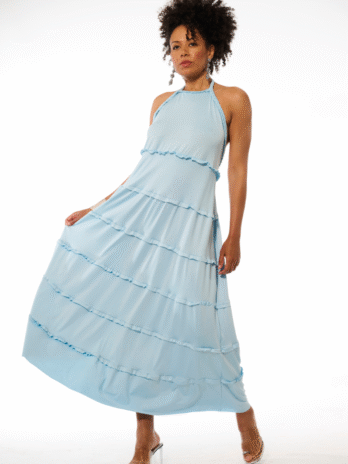 Vestido C/ Folhos S/ Costas C/ Alça Trança