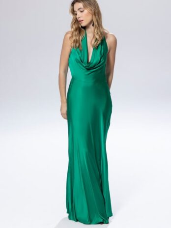 Vestido Cetim S/ Costas Decote Drapeado