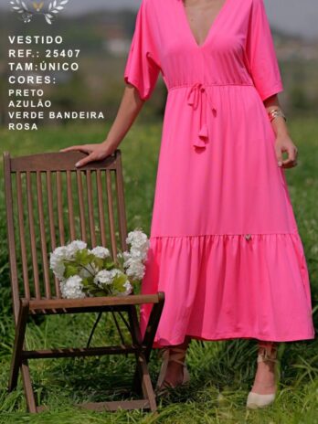 Vestido Meia Manga C/ Atilho Cintura