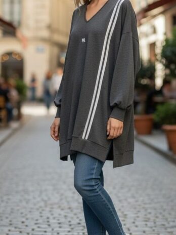 Camisola Felpa Algodão C/ Risca Frontal