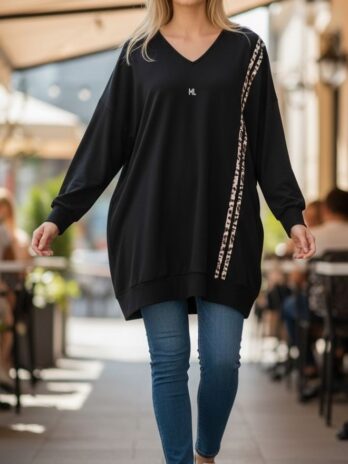 Camisola Felpa Algodão C/ Risca Frontal