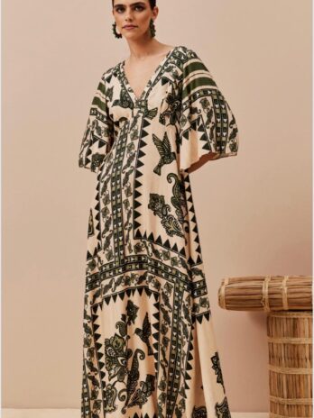 Vestido Longo Manga Kimono