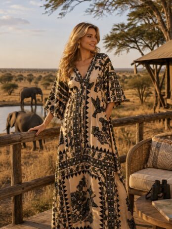 Vestido Longo Manga Kimono