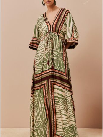 Vestido Longo Comprido Manga Kimono