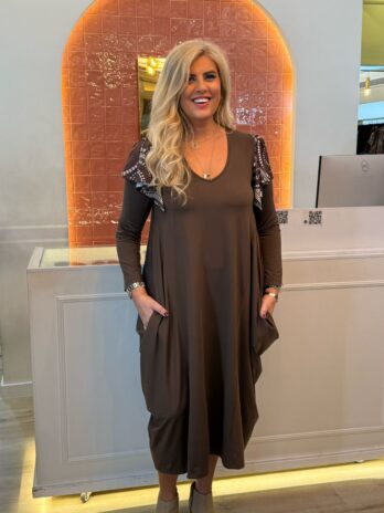 Vestido Decote V Folho Ombro