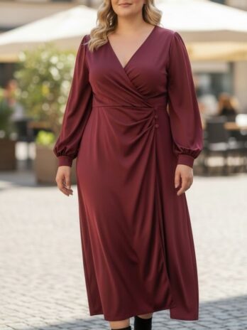 Vestido Drapeado Cruzado C/ Botões