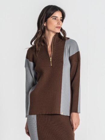 Camisola Canelada Bicolor C/ Fecho