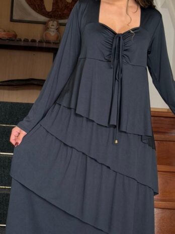 Vestido Folhos C/ Atilho