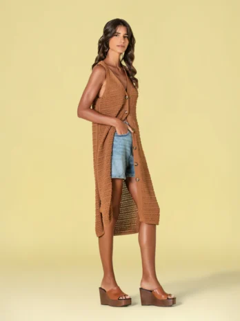 Colete / Vestido Perfurado C/ Botões