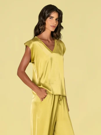 Blusa Decote V Acetinada