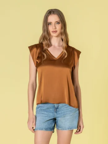Blusa Decote V Acetinada