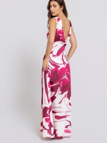 Vestido Acetinado C/ Decote Drapeado Costas