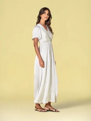 Vestido Acetinado Cruzado