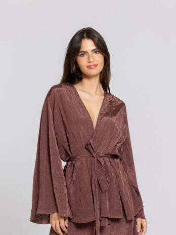 Casaco Cetim Enrugado C/ Cinto