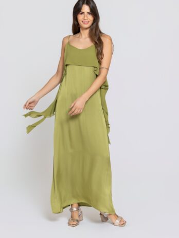 Vestido Acetinado C/ Folho Sobreposto