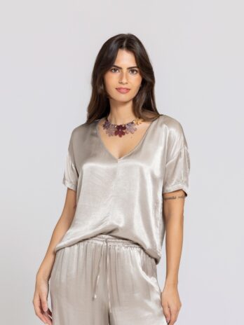 Blusa Cetim Decote V