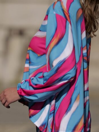 Túnica Decote V Elástico Punho