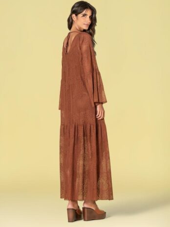 Vestido Perfurado Manga Balão