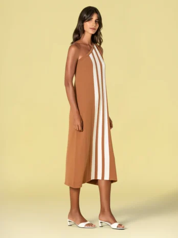 Vestido Comprido Riscas 1 Ombro